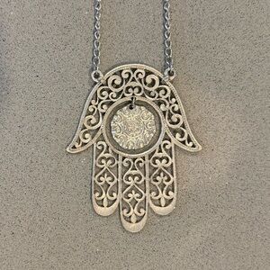 Vintage Hamsa Hand Pendant Necklace